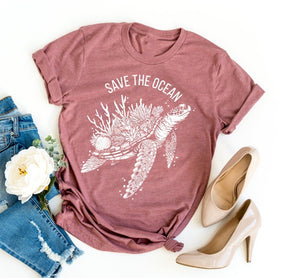 m-cooler | T-shirt per donna particolare "save the ocean" con tartaruga - collezione estiva 2023 - m-cooler